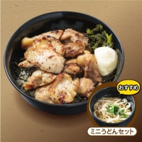 ミニうどんとハラミ・ふりそで炭火焼き鳥丼セット